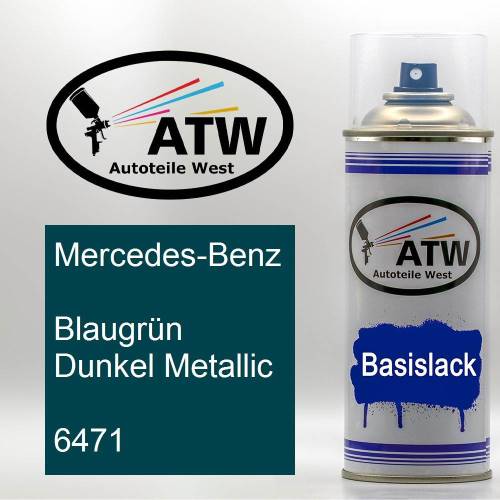 Mercedes-Benz, Blaugrün Dunkel Metallic, 6471: 400ml Sprühdose, von ATW Autoteile West.